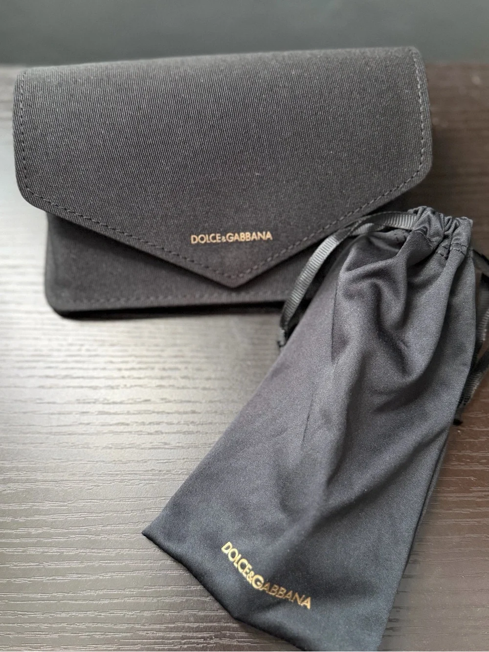 Dolce & Gabbana Black Square Sunglasses with Gold Logo Temples
